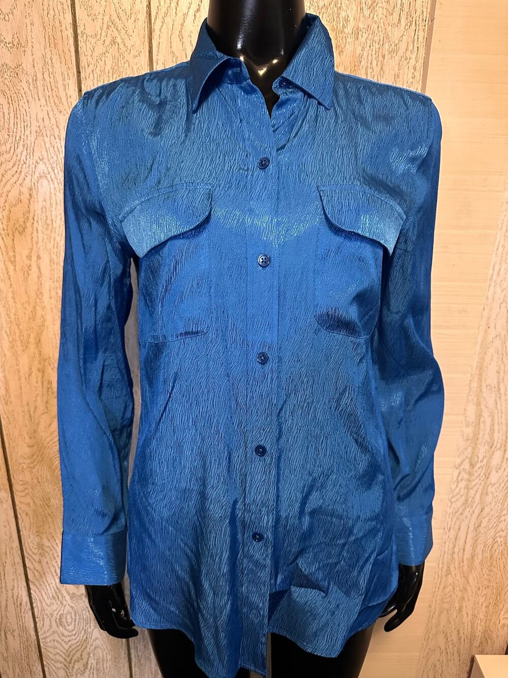 Equipment Femme Cobalt Blue Viscose Button Down Blouse Size Medium